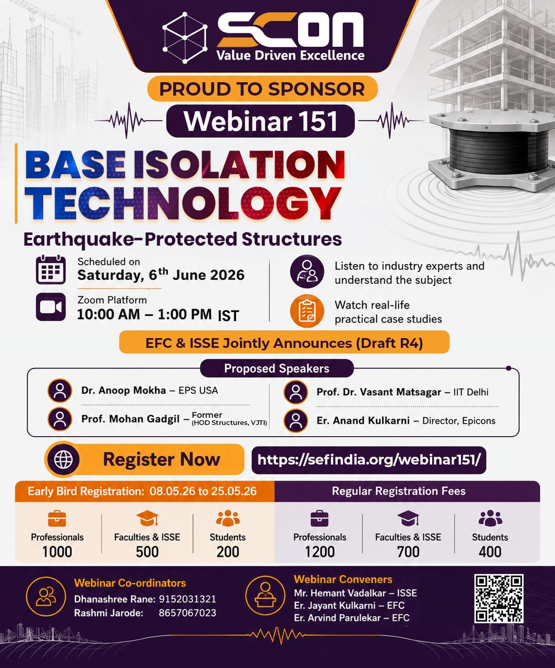 Scon Proudly Sponsors Webinar 151 on Base Isolation Technology